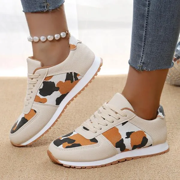 Women's Thick Sole Cow Pattern Casual Sports Shoes 96123967S