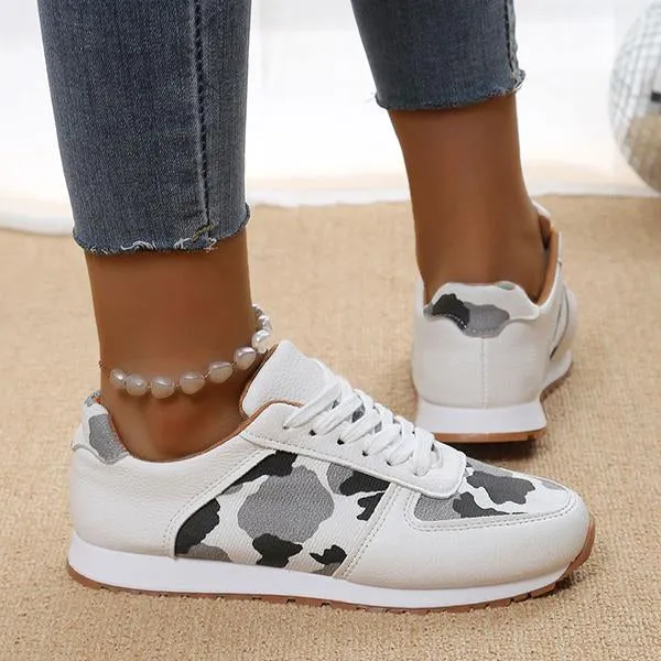 Women's Thick Sole Cow Pattern Casual Sports Shoes 96123967S