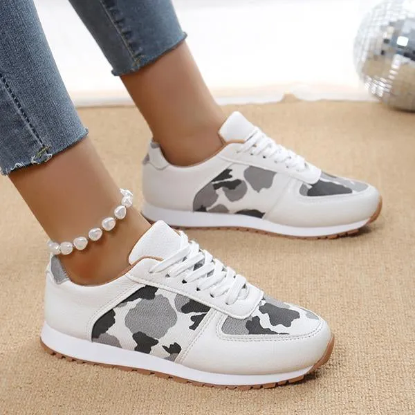 Women's Thick Sole Cow Pattern Casual Sports Shoes 96123967S