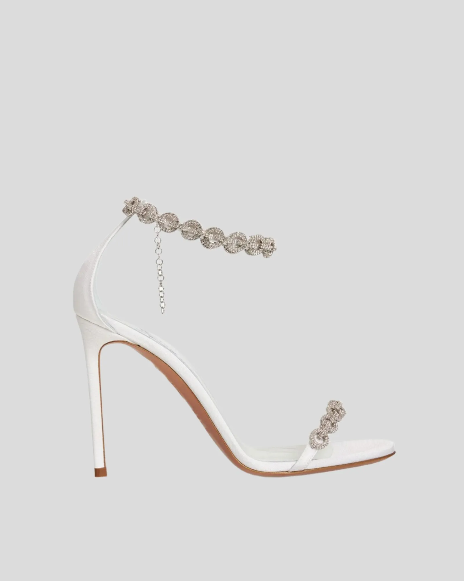 Zada Rhinestone Chain Strap Sandals In White