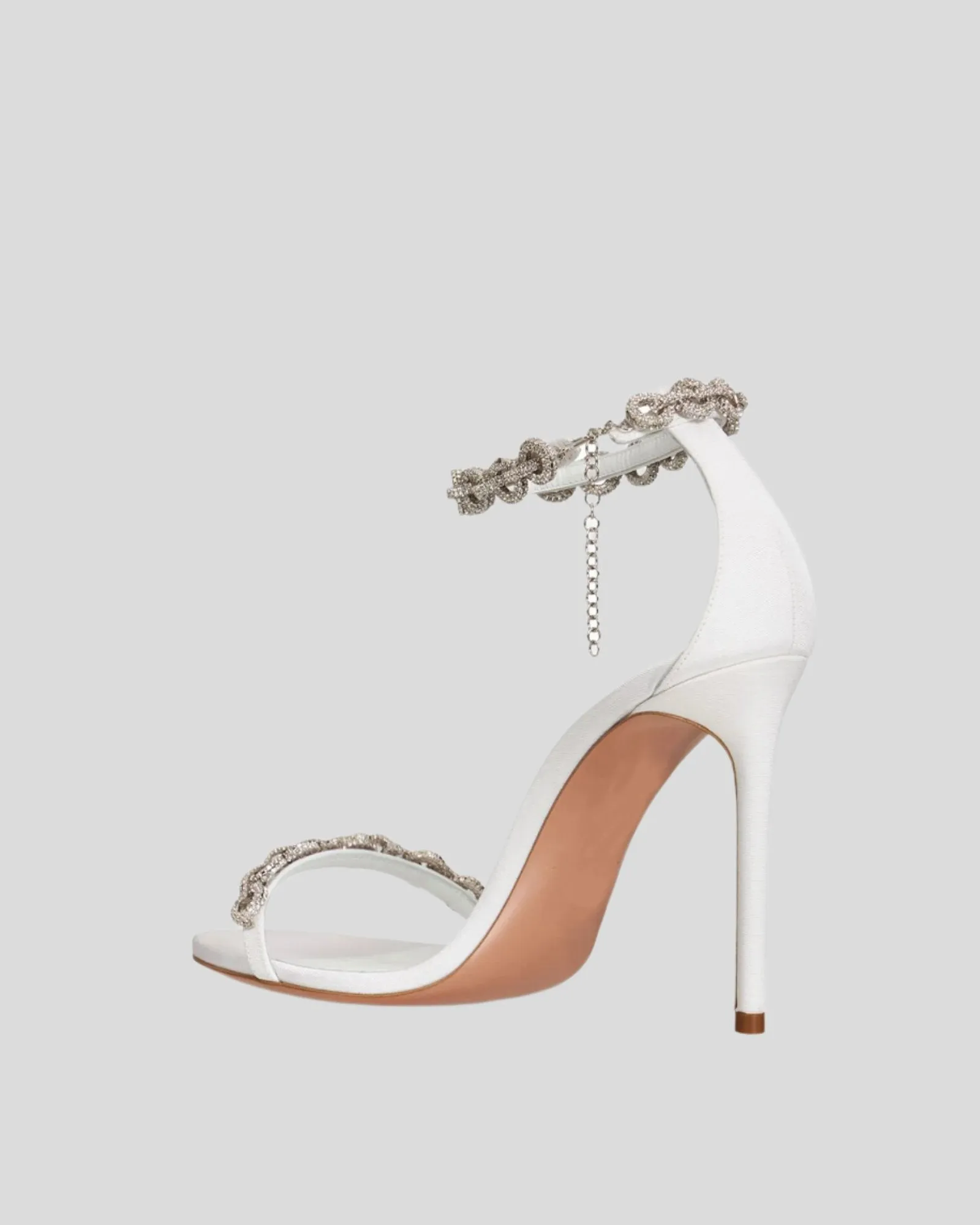 Zada Rhinestone Chain Strap Sandals In White
