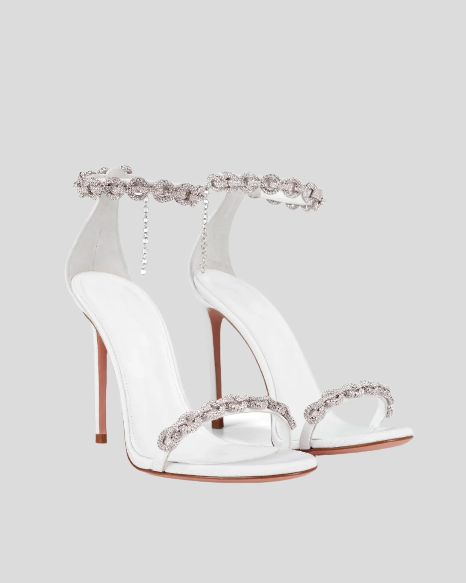 Zada Rhinestone Chain Strap Sandals In White