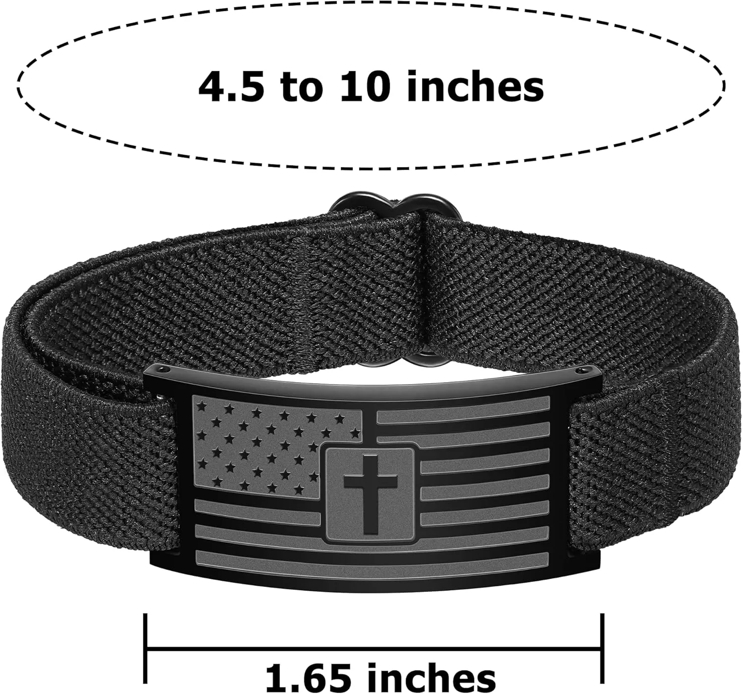 Zocomi American Flag Cross Bible Verse Bracelet for Men Boys, Black Elastic Stretch Strap Adjustable Bracelets Christian Jewelry Gifts
